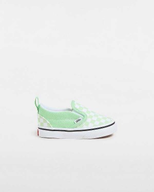 Kids' Vans Checkerboard (1-4 years) Slip On Shoes Green Malaysia | VN0934851