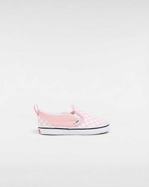 Kids' Vans Checkerboard V (1-4 years) Slip On Shoes Pink Malaysia | VN6328750