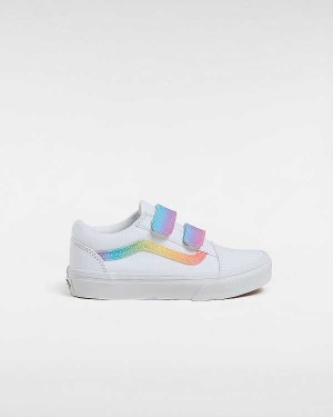 Kids' Vans Old Skool Hook And Loop (4-8 Years) Sneakers White Malaysia | VN3962847