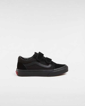 Kids' Vans Old Skool Hook And Loop (4-8 Years) Skate Shoes Black Malaysia | VN7149085
