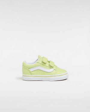 Kids' Vans Old Skool Hook and Loop Glitter (1-4 Years) Sneakers Yellow Malaysia | VN1325086