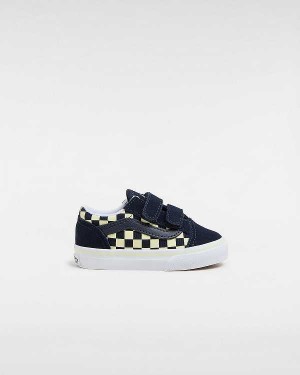 Kids' Vans Old Skool Hook and Loop Glow (1-4 Years) Sneakers Blue Malaysia | VN2546831