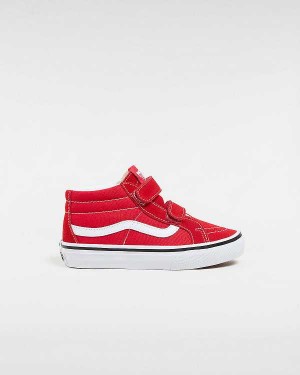 Kids' Vans Sk8-Mid Reissue Hook and Loop (4-8 years) Sneakers Red Malaysia | VN3028145