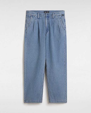 Men Vans Authentic Chino Loose Tapered Pleated Pants Blue Malaysia | VN3481069