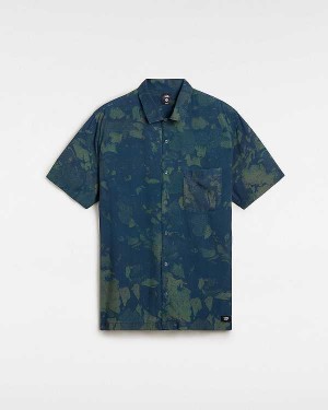 Men Vans Camp Loose Collar Shirts Blue Malaysia | VN0319587
