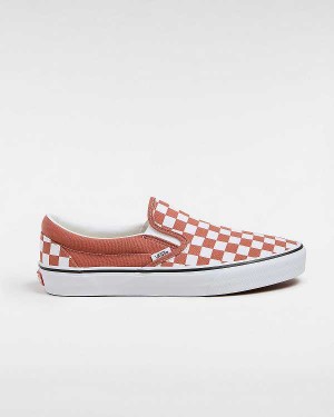 Men Vans Classic Checkerboard Slip On Shoes Orange Malaysia | VN7401823