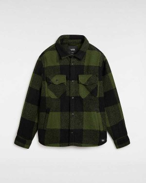 Men Vans Denby Fuzzy Shacket Shirts Black Malaysia | VN7361820