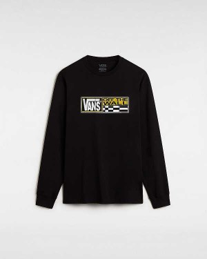 Men Vans Hi Stretch Long Sleeve T Shirts Black Malaysia | VN9483105