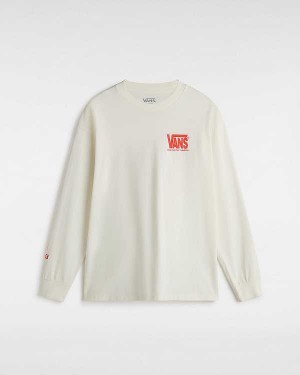 Men Vans MTE Logo Warp Check Long Sleeve T Shirts White Malaysia | VN3276804
