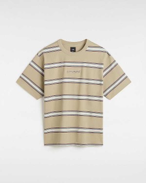 Men Vans Mesa Stripe T Shirts Beige Malaysia | VN3520819