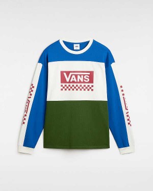 Men Vans Premium Branded Panel Long Sleeve T Shirts Green Malaysia | VN3158426