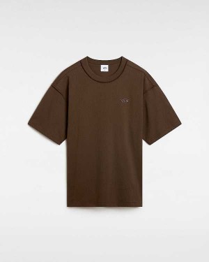 Men Vans Premium Short Sleeve T Shirts Brown Malaysia | VN4801572