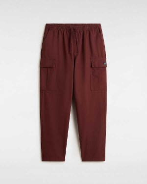 Men Vans Range Cargo Baggy Tapered Elastic Pants Burgundy Malaysia | VN6915780