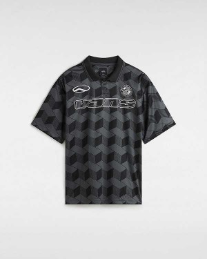 Men Vans Rigsby Soccer Polo Shirt Black Malaysia | VN9076385
