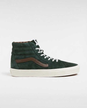 Men Vans Sk8-Hi Pig Suede Skate Shoes Green Malaysia | VN8793502