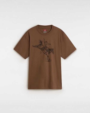 Men Vans Skate Pedro Delfino T Shirts Brown Malaysia | VN4560328