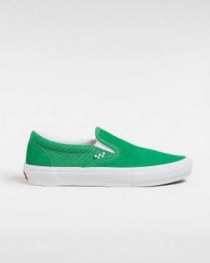 Men Vans Skate Slip On Shoes Green / White Malaysia | VN0785142
