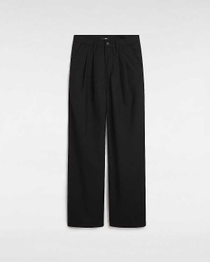 Women Vans Alder Relaxed Pleated Pants Black Malaysia | VN5967213