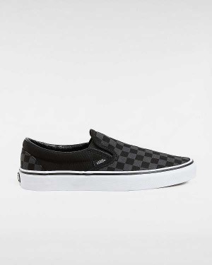 Women Vans Checkerboard Classic Slip On Shoes Black Malaysia | VN2734518