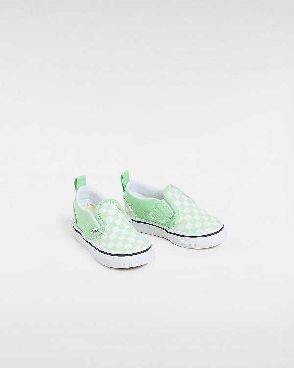 Kids' Vans Checkerboard (1-4 years) Slip On Shoes Green Malaysia | VN0934851