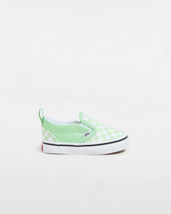 Kids\' Vans Checkerboard (1-4 years) Slip On Shoes Green Malaysia | VN0934851