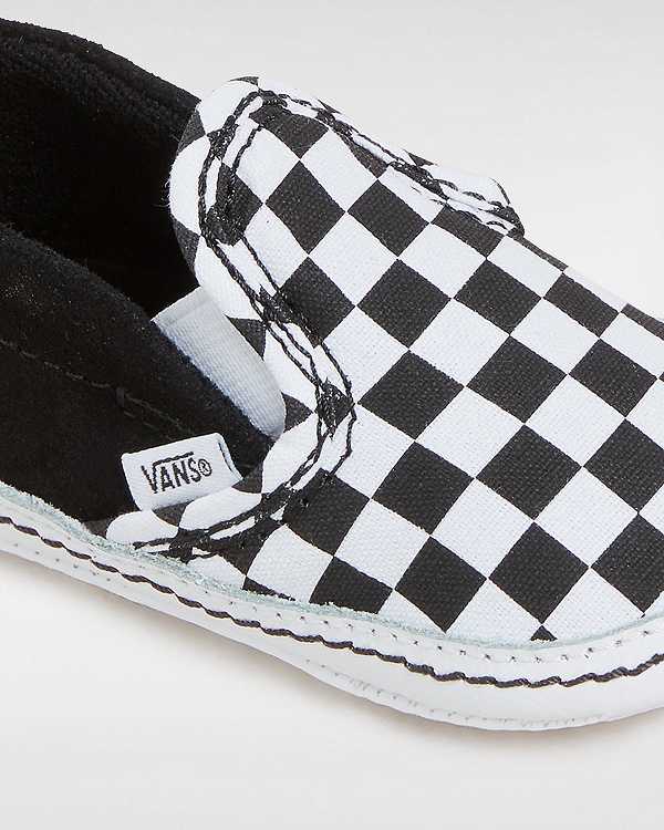 Kids' Vans Checkerboard Hook And Loop Crib (0-1 year) Slip On Shoes Black Malaysia | VN0628915