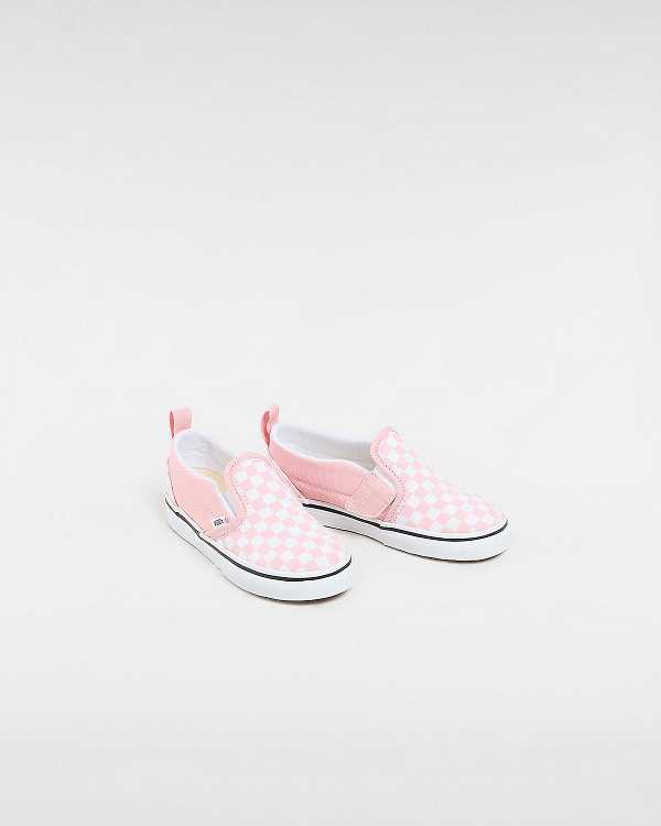 Kids' Vans Checkerboard V (1-4 years) Slip On Shoes Pink Malaysia | VN6328750