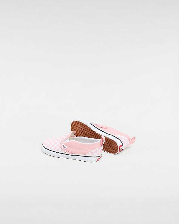 Kids' Vans Checkerboard V (1-4 years) Slip On Shoes Pink Malaysia | VN6328750