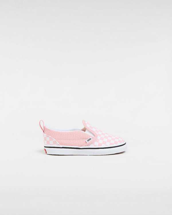 Kids\' Vans Checkerboard V (1-4 years) Slip On Shoes Pink Malaysia | VN6328750