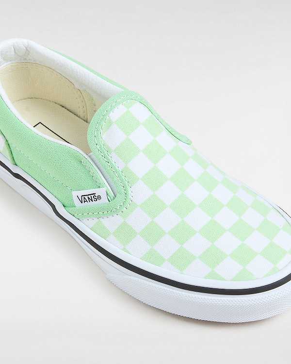 Kids' Vans Classic Checkerboard (4-8 Years) Slip On Shoes Green Malaysia | VN6027958