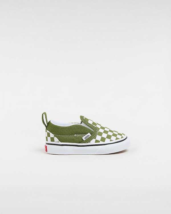 Kids\' Vans Hook and Loop Checkerboard (1-4 Years) Slip On Shoes Green Malaysia | VN7615930