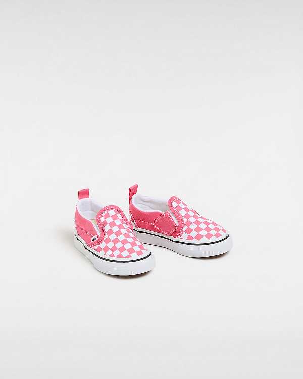 Kids' Vans Hook and Loop Checkerboard (1-4 Years) Slip On Shoes Pink Malaysia | VN1463208