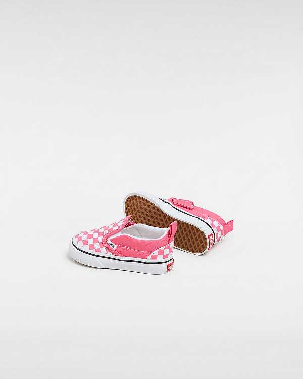 Kids' Vans Hook and Loop Checkerboard (1-4 Years) Slip On Shoes Pink Malaysia | VN1463208