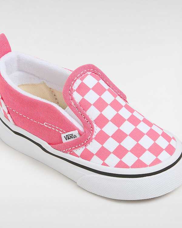 Kids' Vans Hook and Loop Checkerboard (1-4 Years) Slip On Shoes Pink Malaysia | VN1463208
