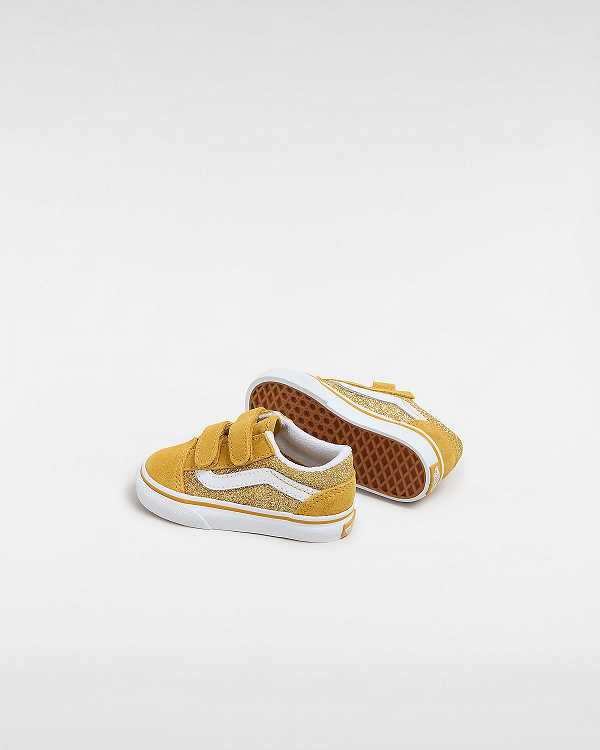 Kids' Vans Old Skool Glitter (1-4 Years) Sneakers Gold Malaysia | VN3642850