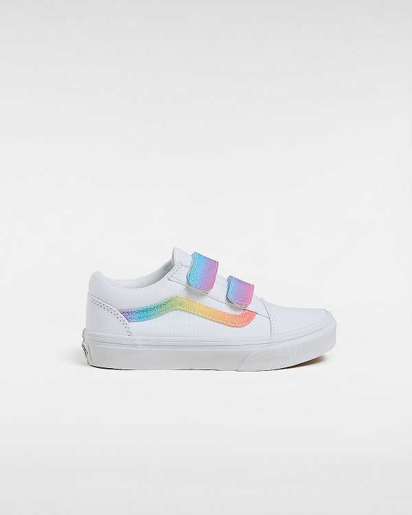 Kids\' Vans Old Skool Hook And Loop (4-8 Years) Sneakers White Malaysia | VN3962847
