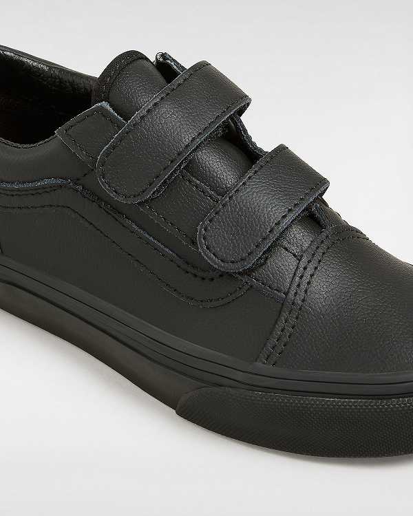 Kids' Vans Old Skool Hook and Loop Classic Tumble (4-8 Years) Sneakers Black Malaysia | VN9547863