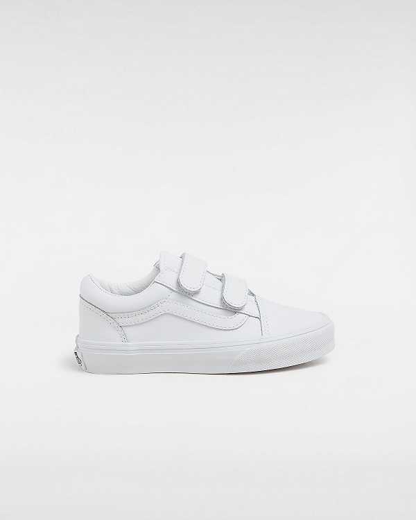 Kids\' Vans Old Skool Hook and Loop Classic Tumble (4-8 Years) Sneakers White Malaysia | VN2703491