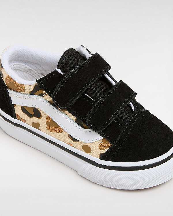 Kids' Vans Old Skool Hook and Loop Glitter (1-4 Years) Sneakers Black Malaysia | VN3751489