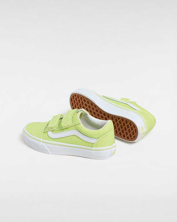 Kids' Vans Old Skool Hook and Loop Glitter (4-8 years) Sneakers Yellow Malaysia | VN8216439