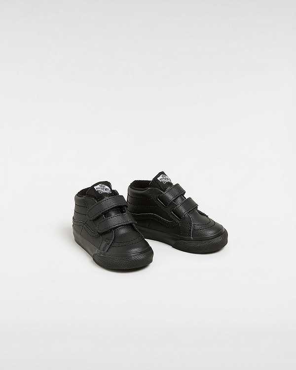Kids' Vans Sk8-Mid Reissue Hook and Loop (1-4 Years) Sneakers Black Malaysia | VN3865712