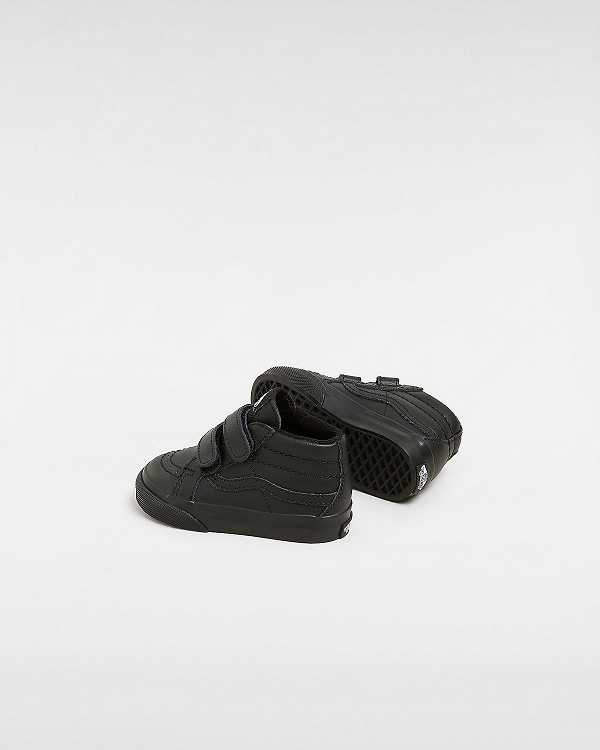 Kids' Vans Sk8-Mid Reissue Hook and Loop (1-4 Years) Sneakers Black Malaysia | VN3865712