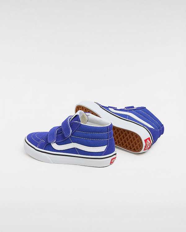 Kids' Vans Sk8-Mid Reissue Hook and Loop (4-8 years) Sneakers Blue Malaysia | VN4893610