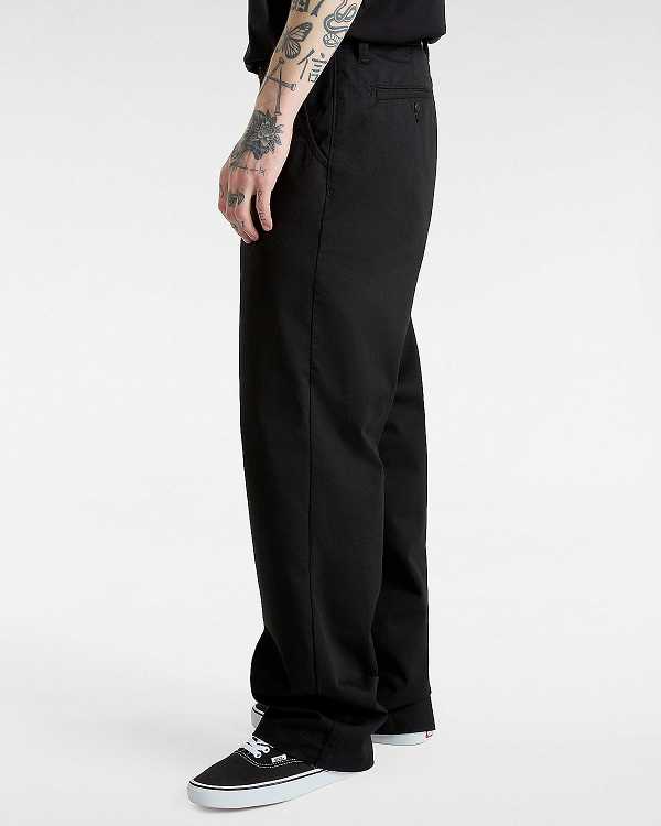 Men Vans Authentic Chino Loose Pants Black Malaysia | VN2143679