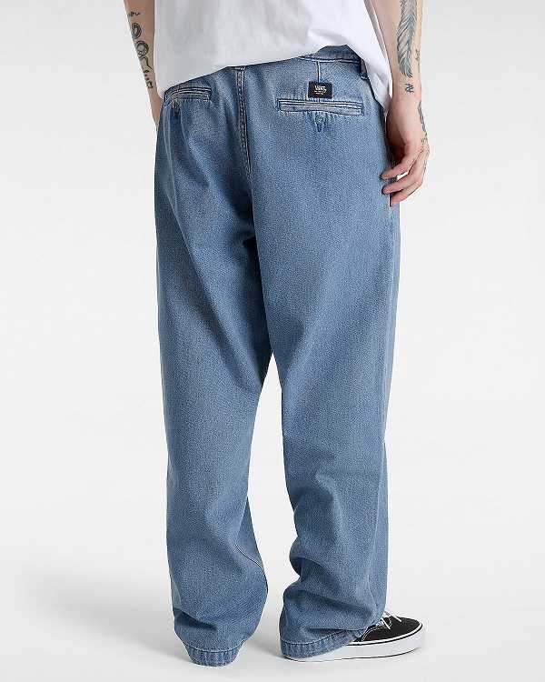 Men Vans Authentic Chino Loose Tapered Pleated Pants Blue Malaysia | VN3481069
