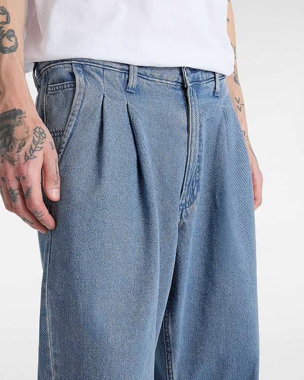 Men Vans Authentic Chino Loose Tapered Pleated Pants Blue Malaysia | VN3481069