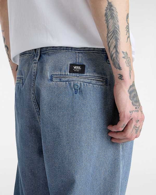 Men Vans Authentic Chino Loose Tapered Pleated Pants Blue Malaysia | VN3481069