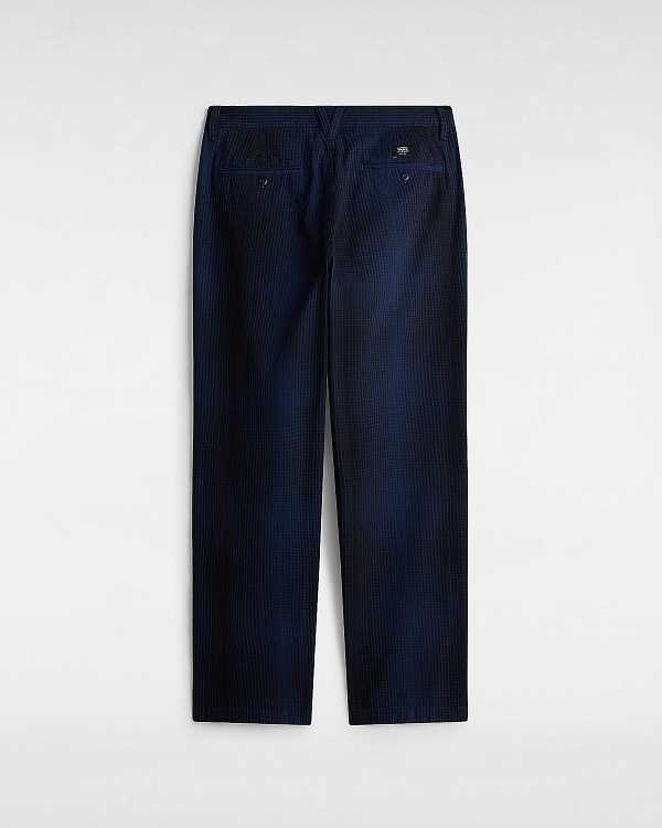 Men Vans Authentic Chino Loose Tapered Plaid Pants Blue Malaysia | VN2061758