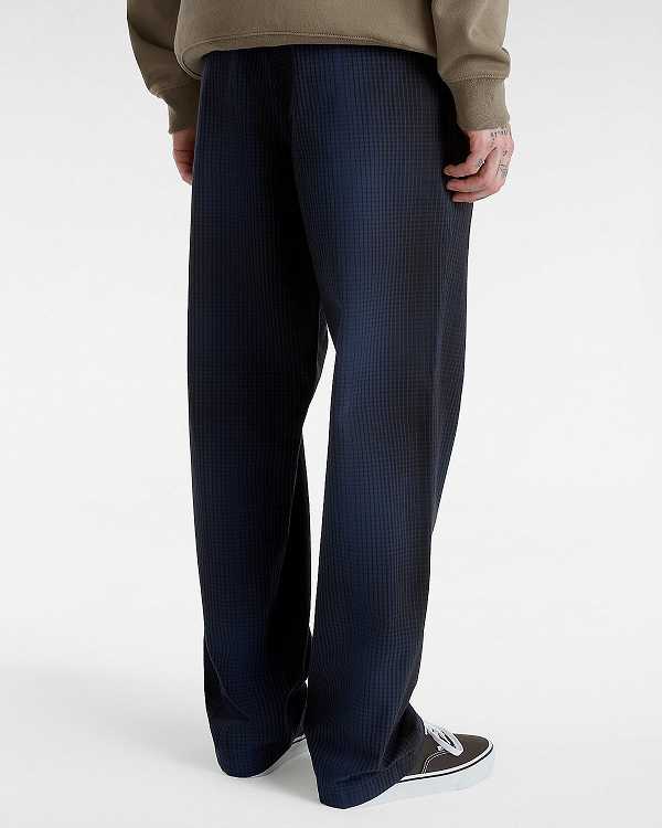 Men Vans Authentic Chino Loose Tapered Plaid Pants Blue Malaysia | VN2061758