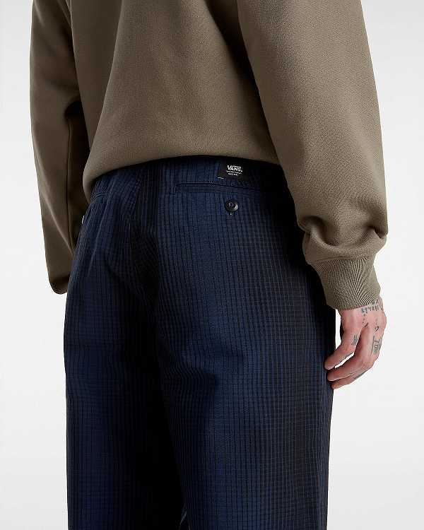 Men Vans Authentic Chino Loose Tapered Plaid Pants Blue Malaysia | VN2061758